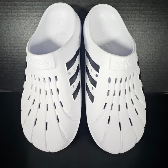 Unisex Adult Adidas Adilette Clogs in Cloud White With Core Black Stripes - Picture 1 of 10